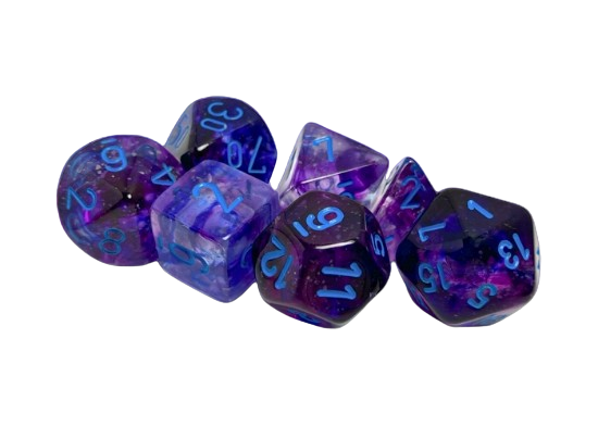 CHX 27557 Nebula: Polyhedral Nocturnal/Blue Luminary 7-Die Set