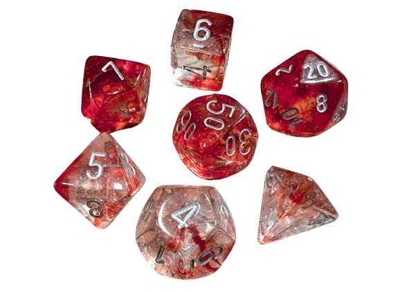 CHX 27554 Nebula: Polyhedral Red/Silver Luminary 7-Die Set