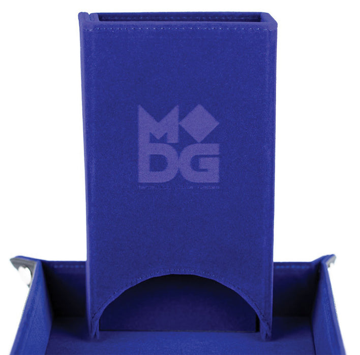 Fold Up Velvet Dice Tower: Blue