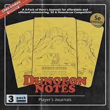 Dungeon Notes - Player`s Journal Yellow (3 Pack)