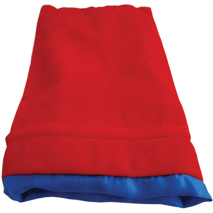 Fanroll 6in x 8in LARGE Red Velvet Dice Bag with Blue Satin Lining