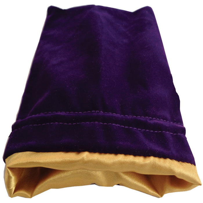 Fanroll 6in x 8in LARGE Purple Velvet Dice Bag with Gold Satin Lining