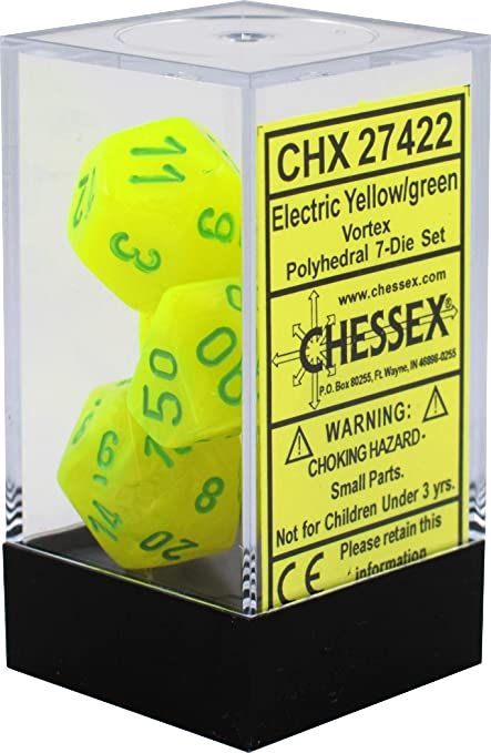 CHX 27422 Vortex Electric Yellow/Green Polyhedral 7-Die Set