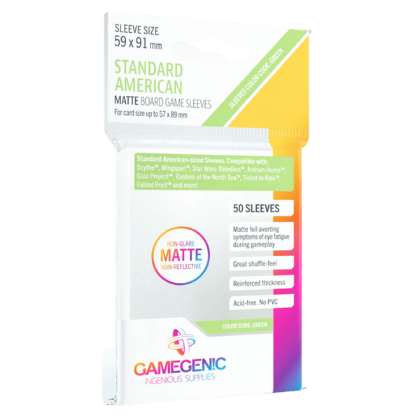 Gamegenic Standard American MATTE Board Game Sleeves (Single Pack) (Green Code)