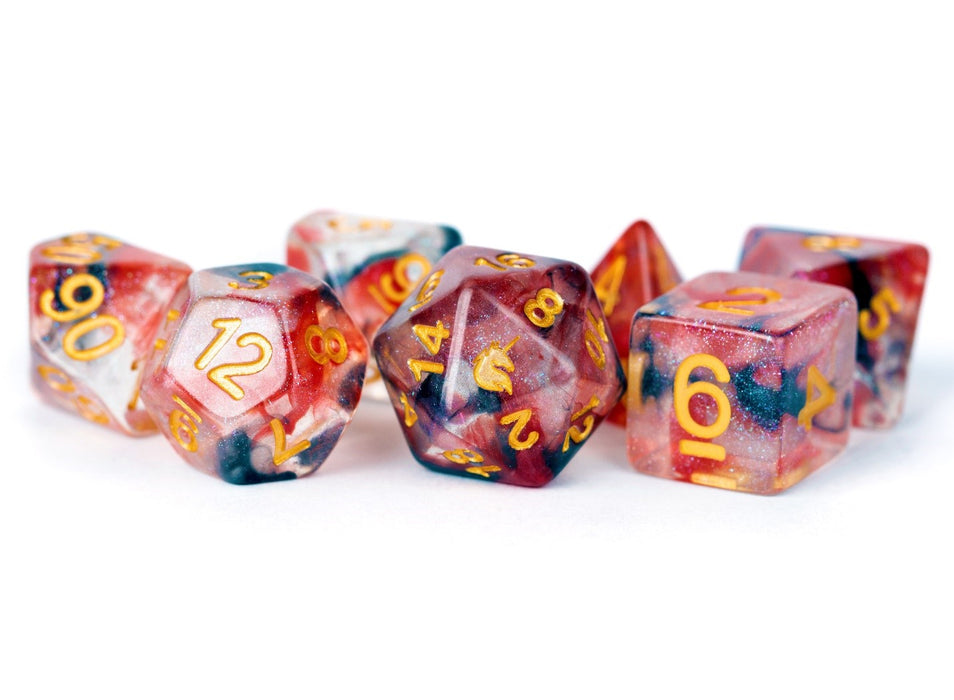 Unicorn Resin 16mm Polyhedral Dice Set: Phoenix Ash (7)