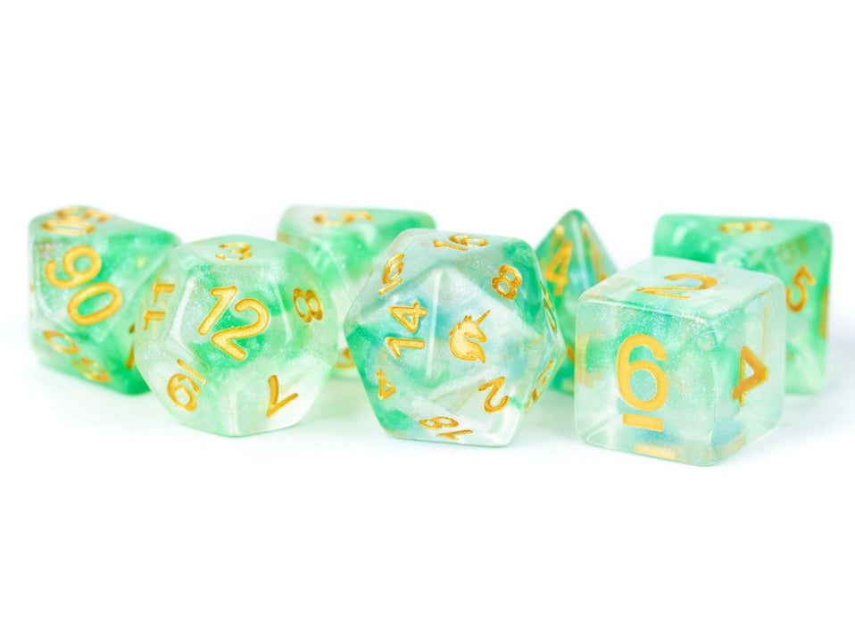 Unicorn Resin 16mm Polyhedral Dice Set: Icy Everglades