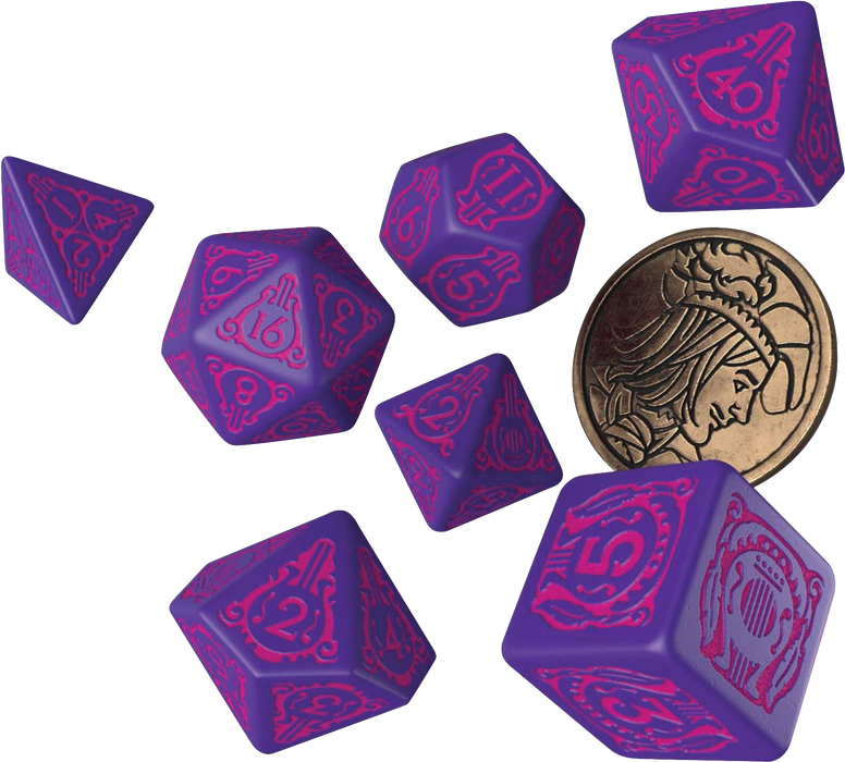 The Witcher Dice Set: Dandelion - Conqueros of Hearts (7 + coin)