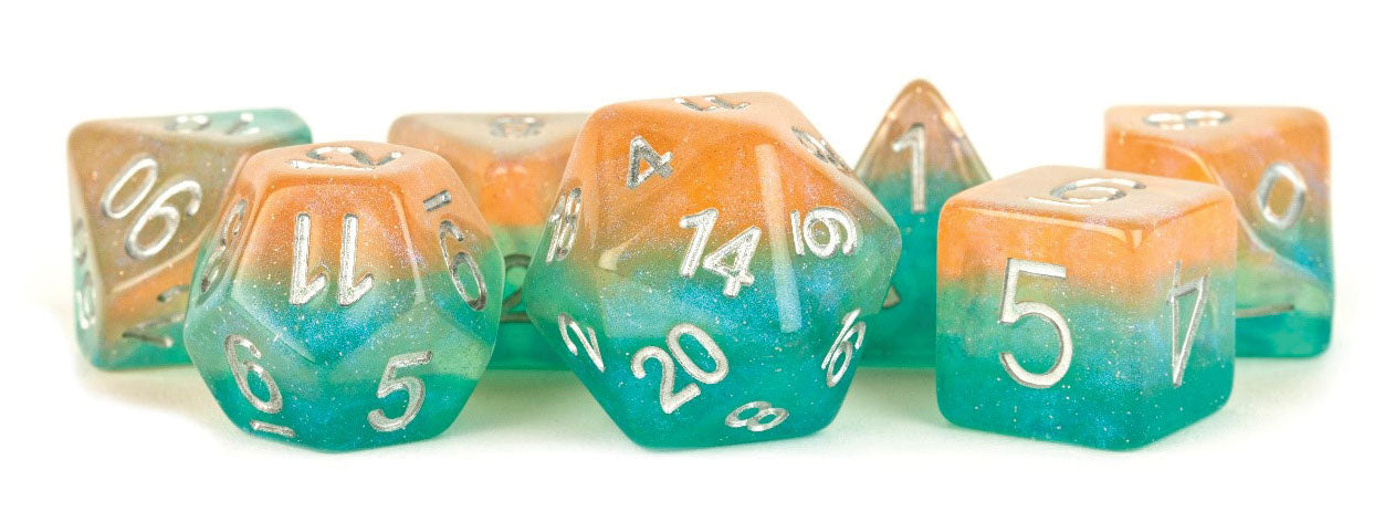 16mm Resin Poly Dice Set: Layered Stardust Sunset (7)