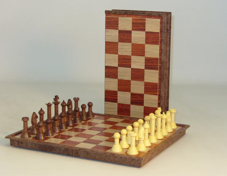 Chess: Wood-tone Folding Magnetic Chess 11`