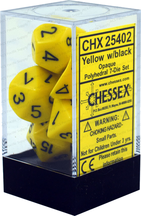 CHX 25402 Opaque Yellow/black Polyhedral 7-Die Set