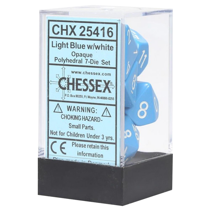 CHX 25416 Opaque Light Blue/White Polyhedral 7-Die Set