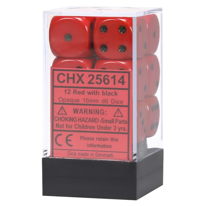 CHX 25614 Opaque Red/black 12D6 Dice Block