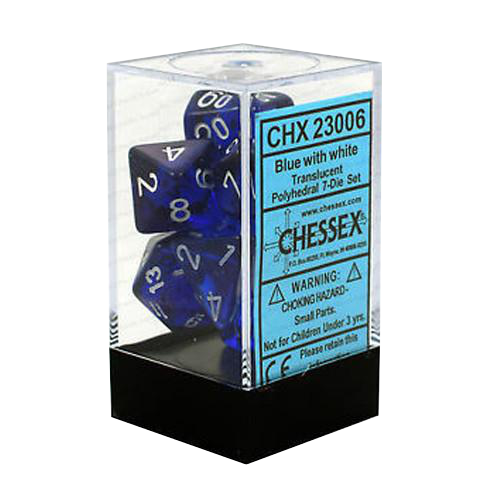 CHX 23076 Translucent Blue/white Polyhedral 7-Die Set