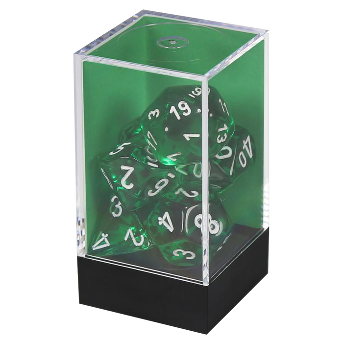 CHX 23075 Translucent Green/white Polyhedral 7-Die Set