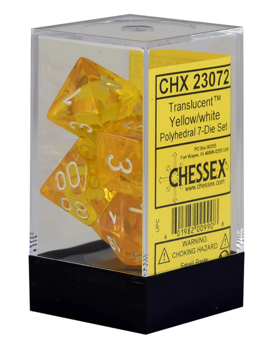 CHX 23072 Translucent Yellow/white Polyhedral 7-Die Set