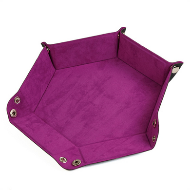 Leatherette and Velvet Dice Tray (Magenta Hex)