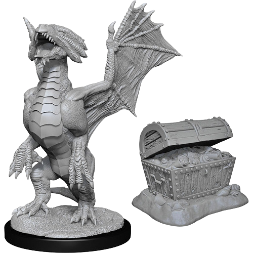 Dungeons and Dragons: Nolzurs Marvelous Unpainted Miniatures - Bronze Dragon Wyrmling and Pile of Sea Found Treasure