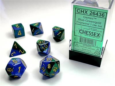 CHX 26436 GEMINI® POLYHEDRAL BLUE-GREEN/GOLD 7-DIE SET