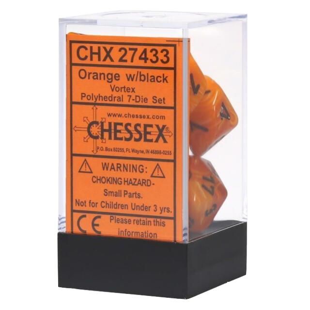 CHX 27433 Vortex Orange/Black Polyhedral 7-Die Set