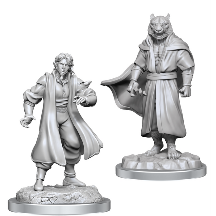 Critical Role Unpainted Miniatures: W03 Male Human Sorcerer Merchant and Tiger Demon